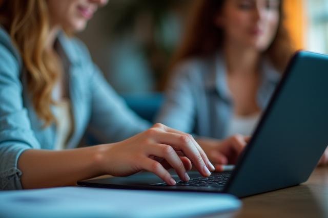 Étudiant engagé suivant un cours en ligne sur une tablette.